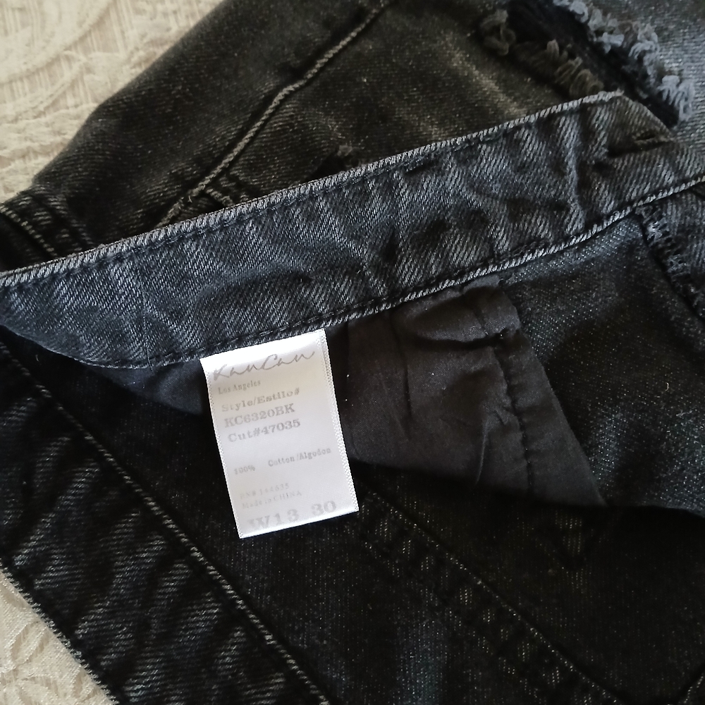 KanCan Women's BLACK Summer Distressed Denim JEAN cut-off SHORTS Size W 13 / 30 - Picture 6 of 7